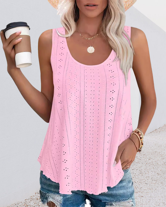 Tanktop Okrągły Dekolt Luźny Bez Rękawów