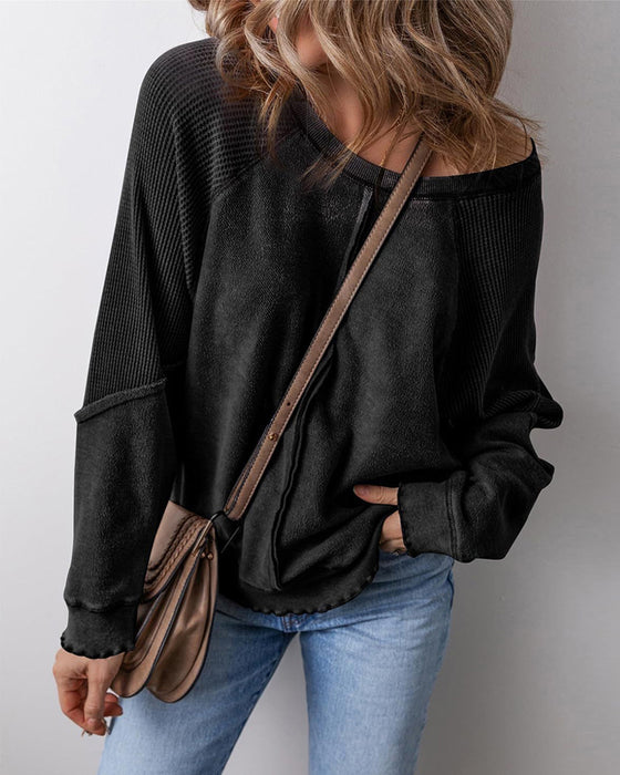 Bluzy Odwrócony Szew Patchwork Swobodny