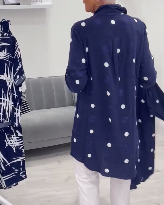 Casualowa koszula z klapami i nadrukiem w kropki