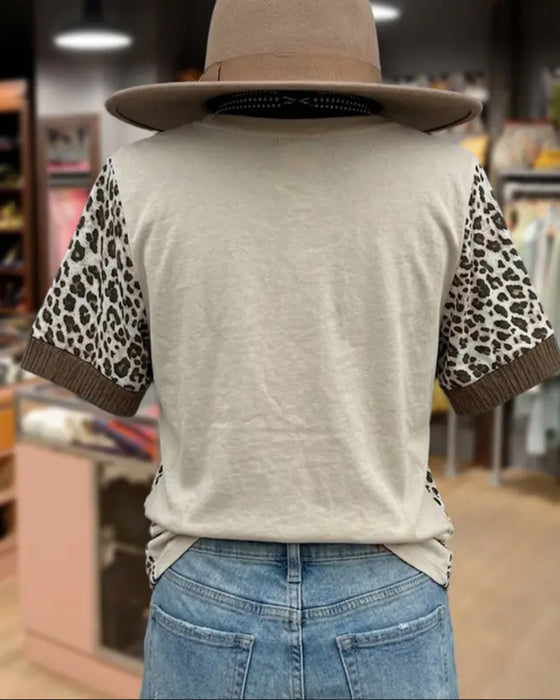 T-Shirt Lampart Patchwork Koronka