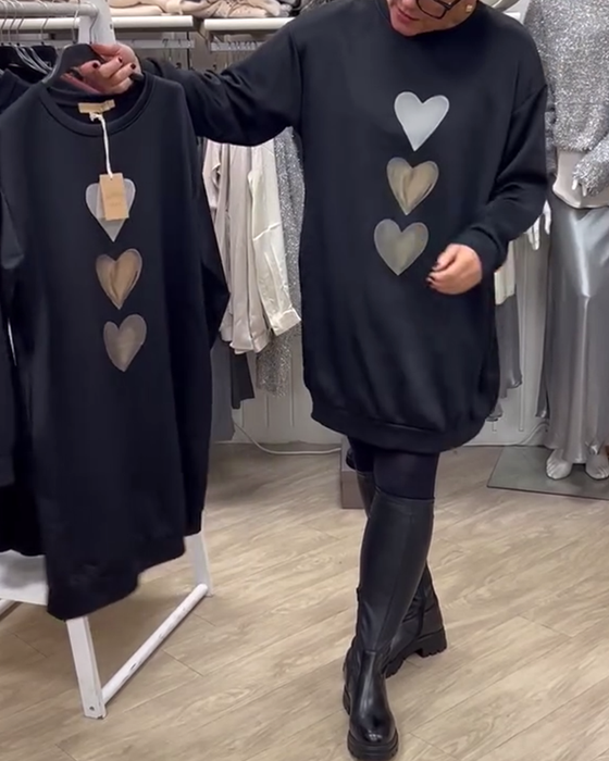 Sukienka Shift Wzór Serce Casual