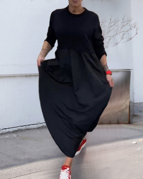 Luźna sukienka maxi w jednolitym kolorze