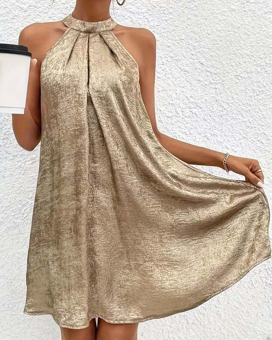 Sukienka Lekki Luksus Bez Rękawów Off-Shoulder Halter