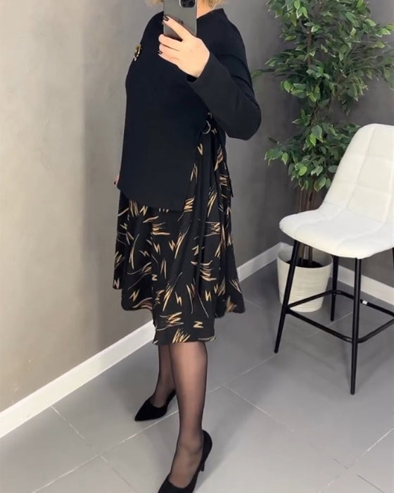 Sukienka z wstawkami i nadrukiem