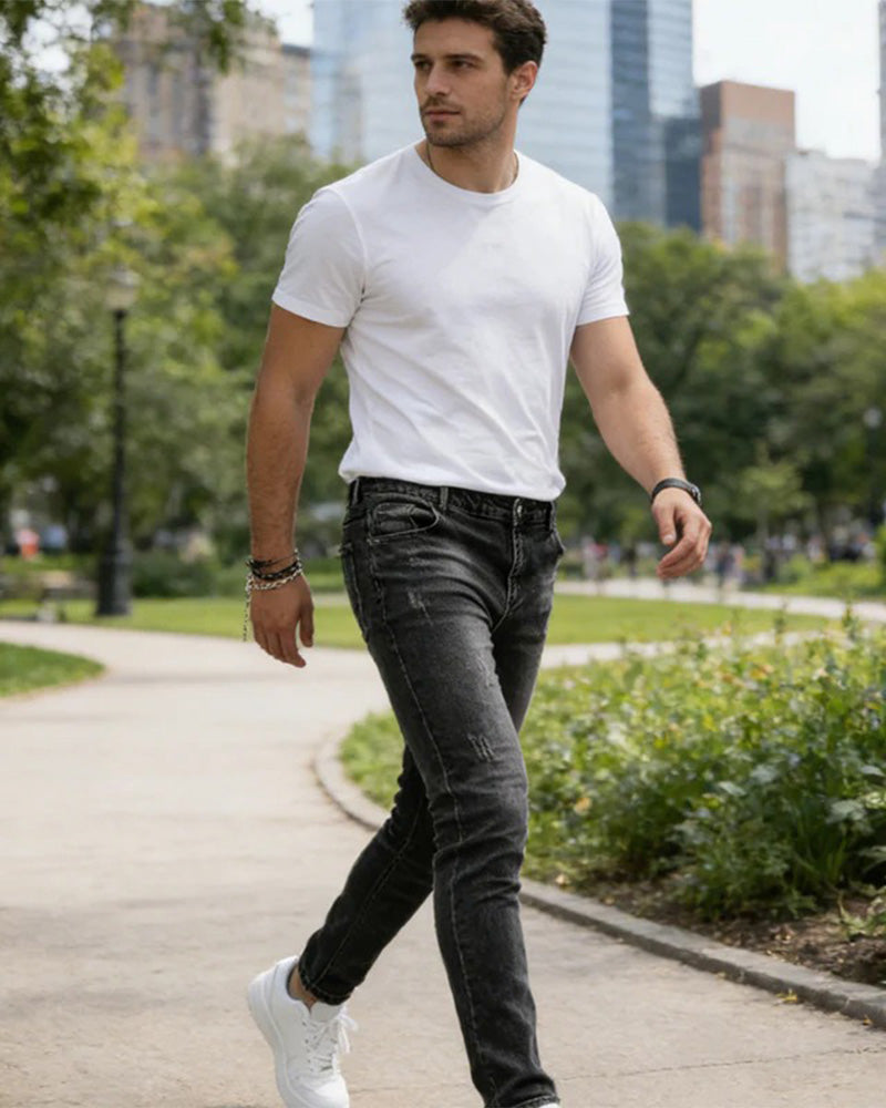 Jeans Męskie Casual Gładki