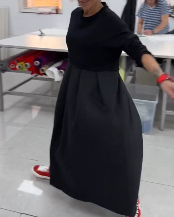 Luźna sukienka maxi w jednolitym kolorze