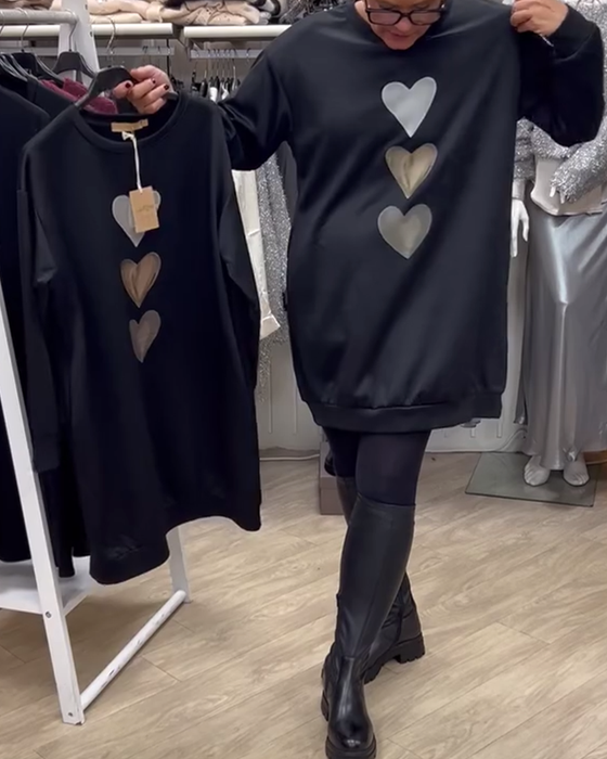 Sukienka Shift Wzór Serce Casual