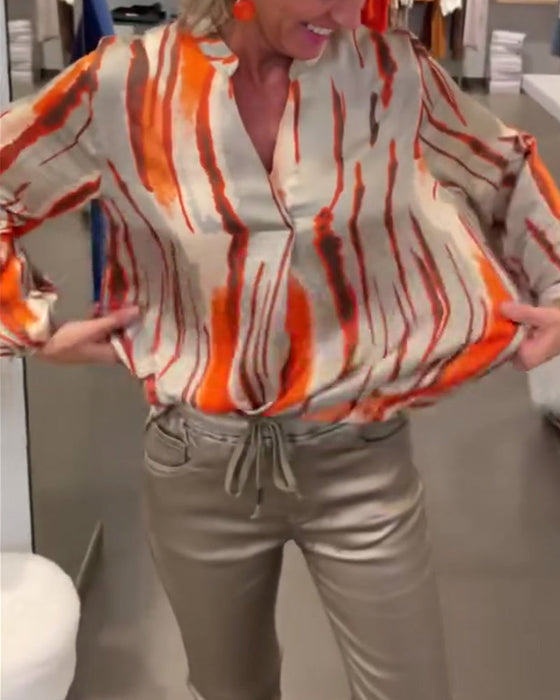 Bluzka z długim rękawem i nadrukiem w paski