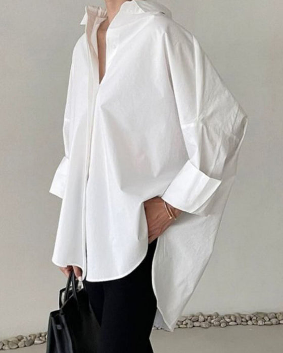 Bluzka Opadające-Ramię Luźny Długi-Rękaw