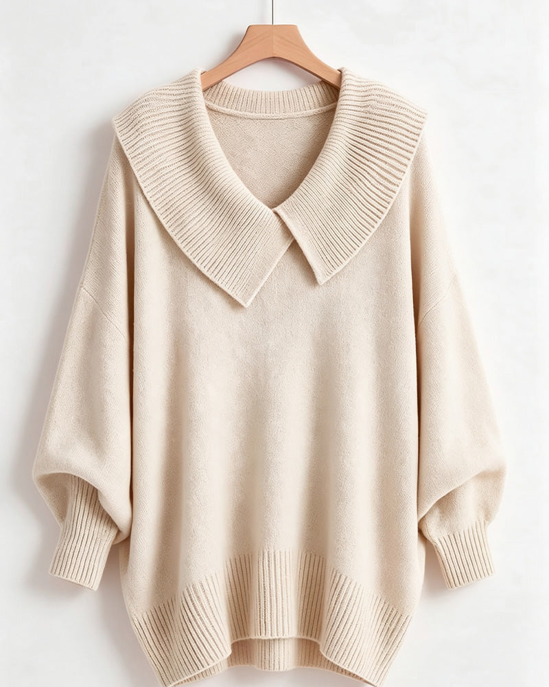 Sweter Nieregularny Klapy Jednokolorowy