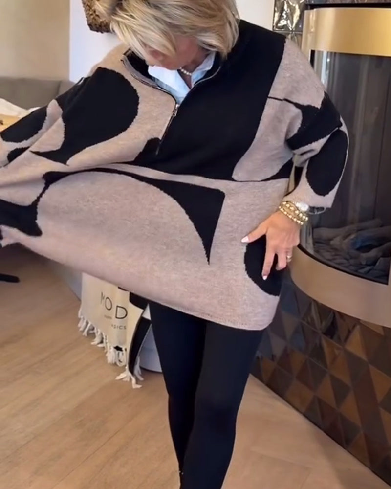 Sweter Z Półzamkiem I Modnym Stójkowym Kołnierzem