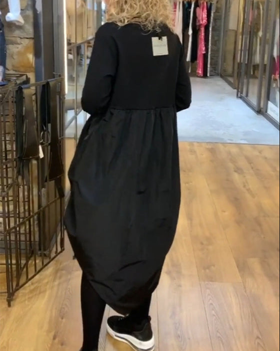 Patchworkowa sukienka na co dzień ze sznurkiem