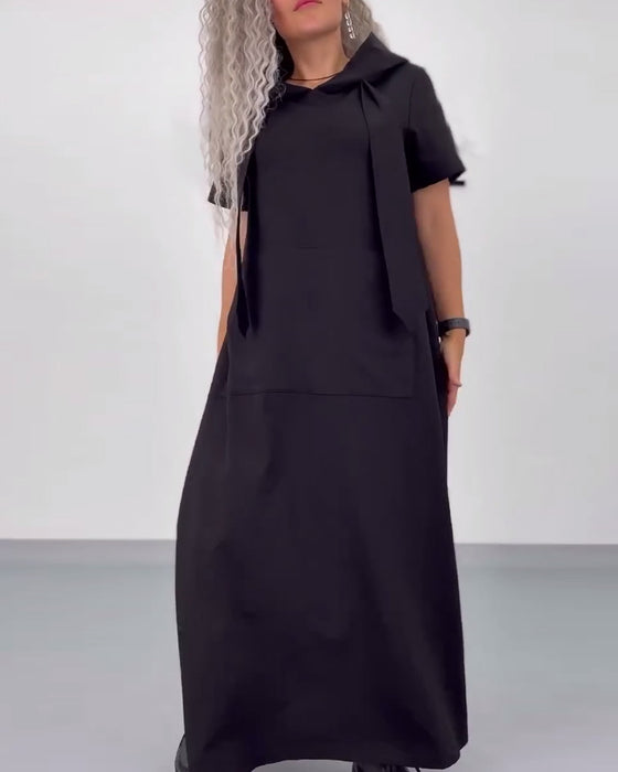 Sukienka Jednokolorowa Bluza Z Kapturem Casual