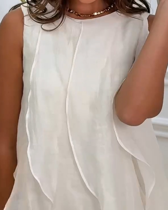 Sukienka Bez Rękawów Ruffle Elegancki