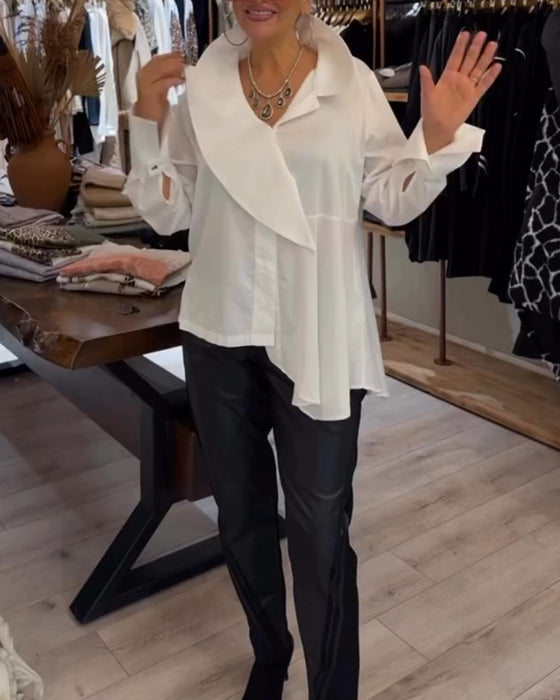 Koszula Nieregularny Kołnierzyk Jednolita