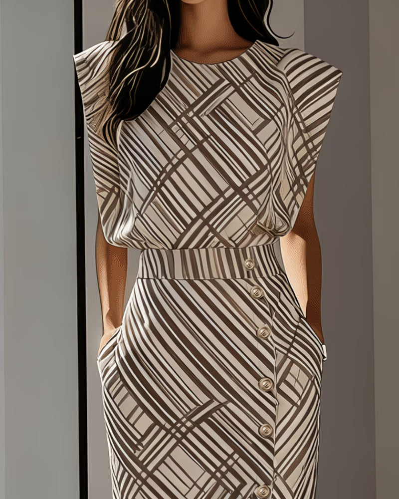 Sukienka Geometryczna Talia Elegancka