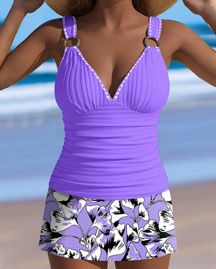 Strój Kąpielowy Wzór W Paski Spódnica