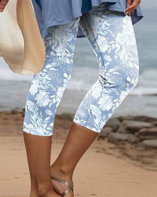Spodnie Rozciągliwe Casual Drukowane Cropped