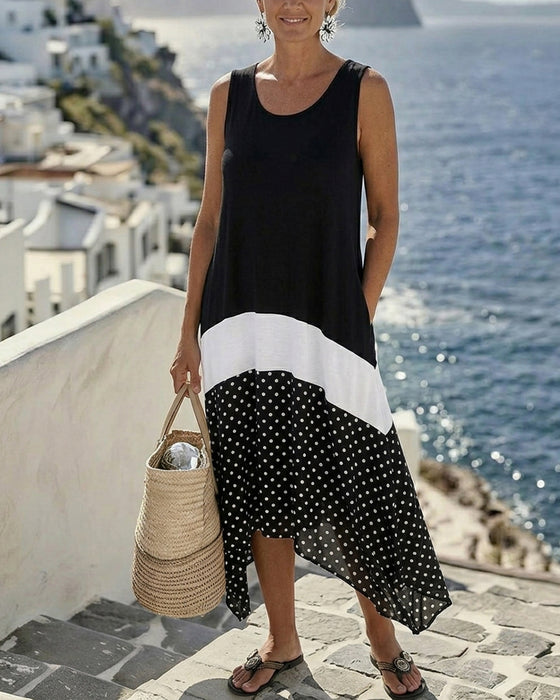 Luźna Sukienka Typu A Nieregularna Midi