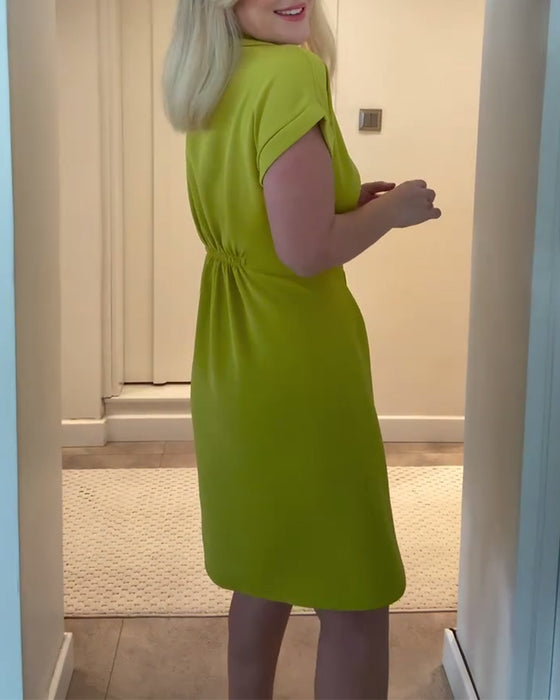 Sukienka Klapa Jednokolorowa Plisowana Talia