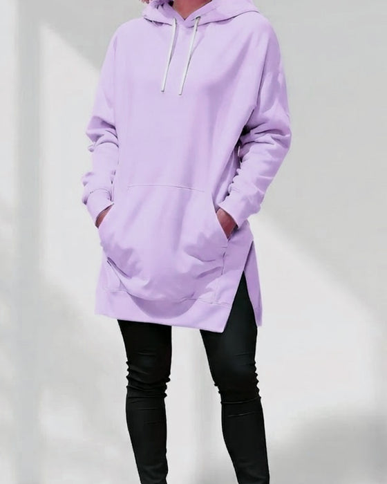 Bluza Z Kapturem Jednokolorowa Luźny Krój Ściągacz