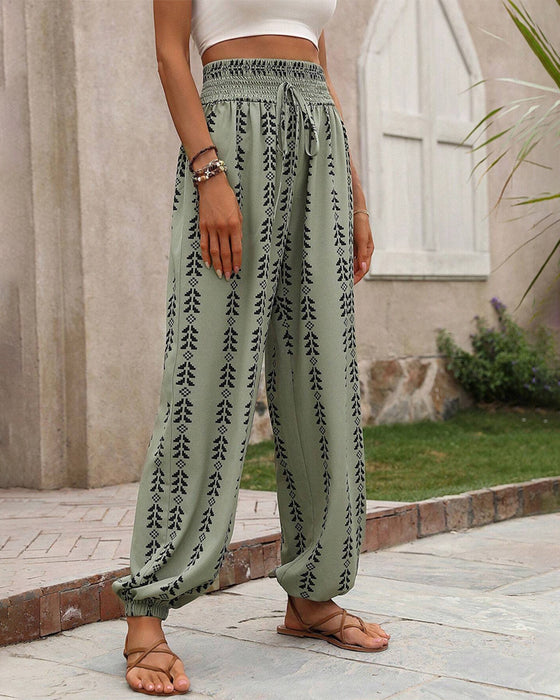 Casual Bloomersy Z Geometrycznym Nadrukiem