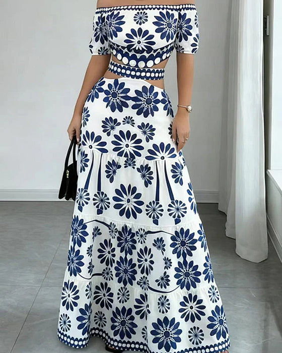 Sukienka Off-Shoulder Kwiatowy Wycięcie