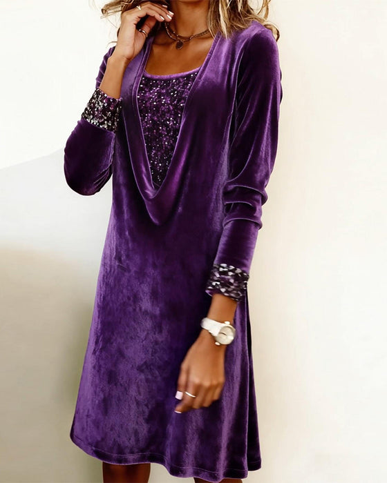 Sukienka Elegancka Cekinowa Patchwork