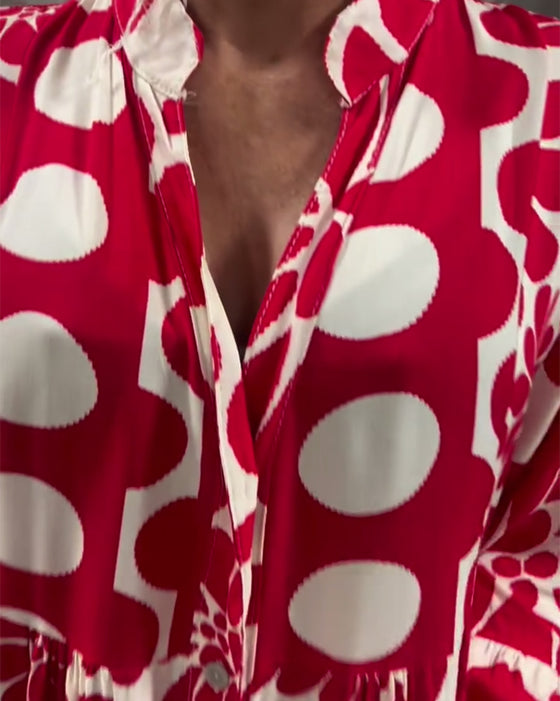 Sukienka V-Neck Luźny Plus Size Kwiatowy Nadruk