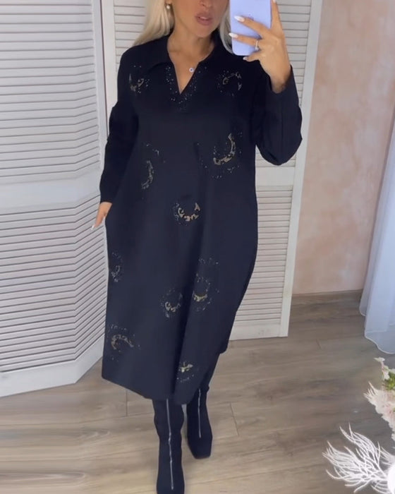 Sukienka midi z długim rękawem