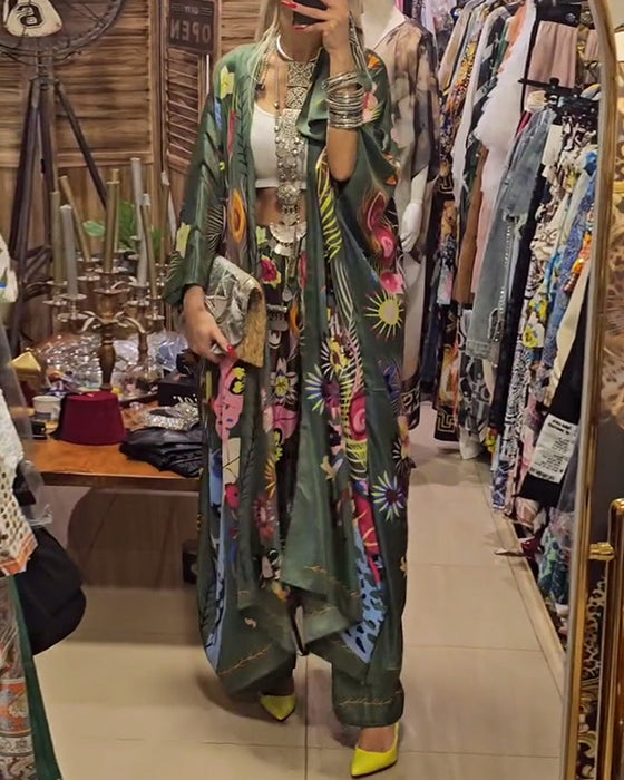 Dwuczęściowy zestaw z nadrukiem kimono