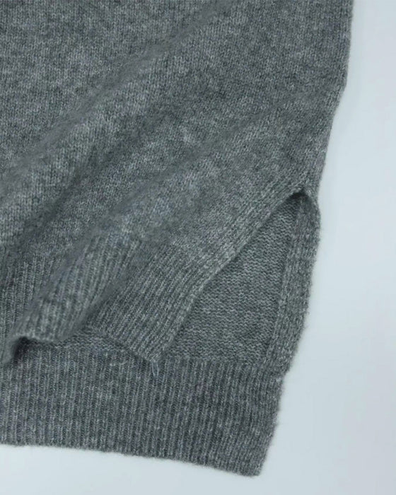 Sweter Okrągły Dekolt Bok Rozcięcie