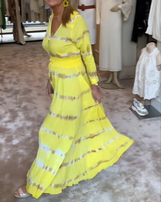 Damska elegancka długa sukienka dojazdowa