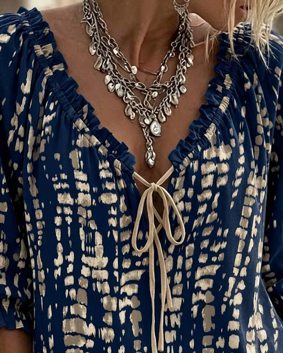 Bluzka Bohemian Ruffle Wiązanie