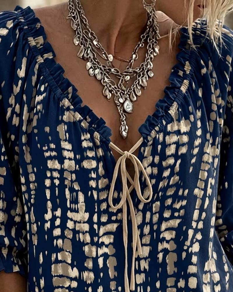 Bluzka Bohemian Ruffle Wiązanie