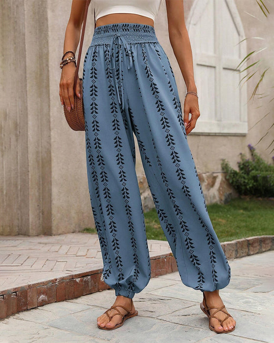 Casual Bloomersy Z Geometrycznym Nadrukiem