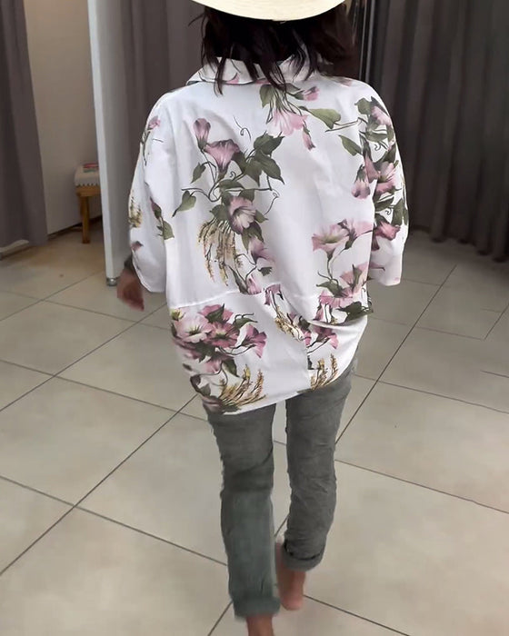 Elegancka bluzka z kwiatowym nadrukiem