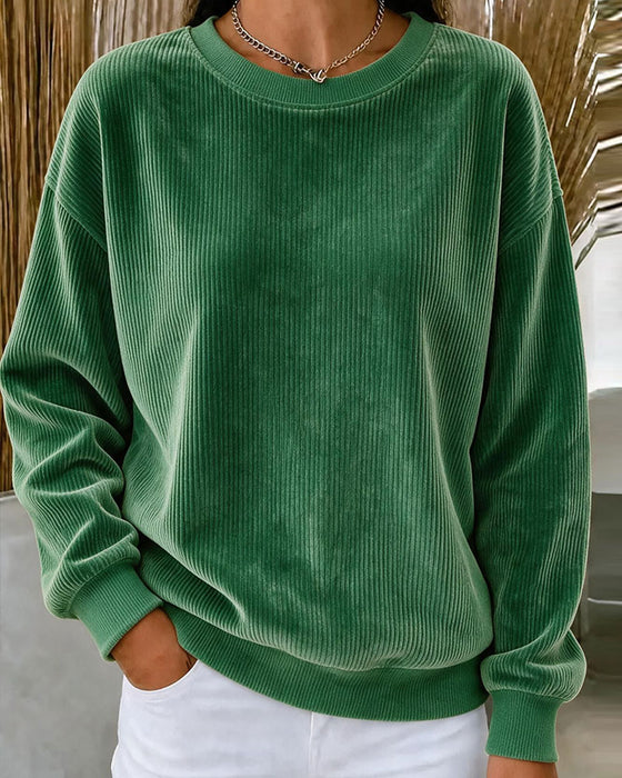 Bluza Sztruks Okrągły Kołnierz