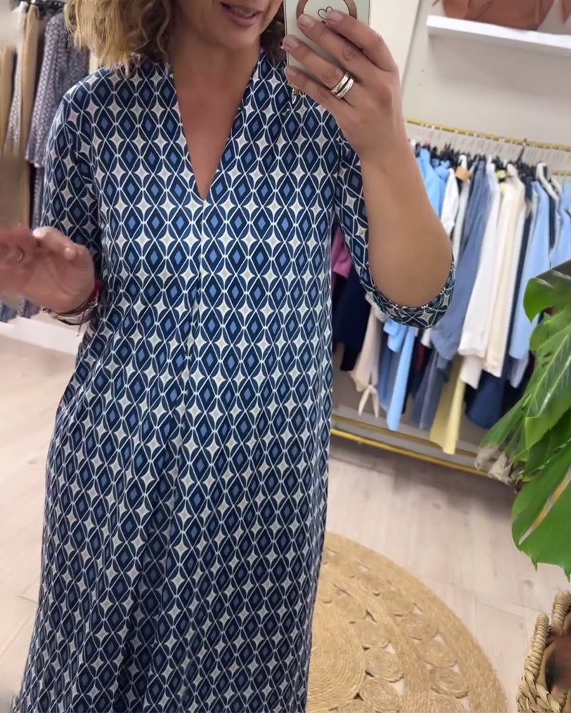 Sukienka Geometryczny Nadruk Maxi