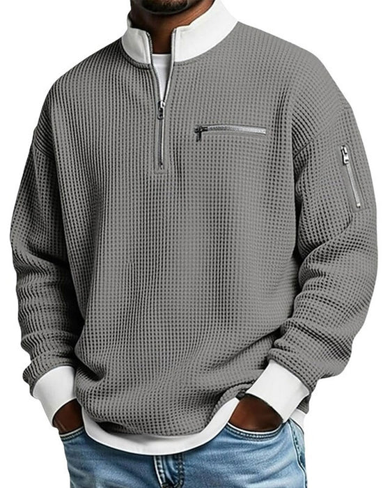 Sweatshirt Stójka Kontrastowy Zamek