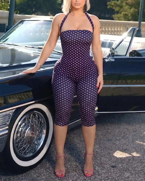 Kombinezon Polka Dot Halter Capri