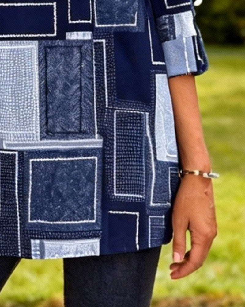 Top Zapinany Na Guziki Kwadratowy Nadruk