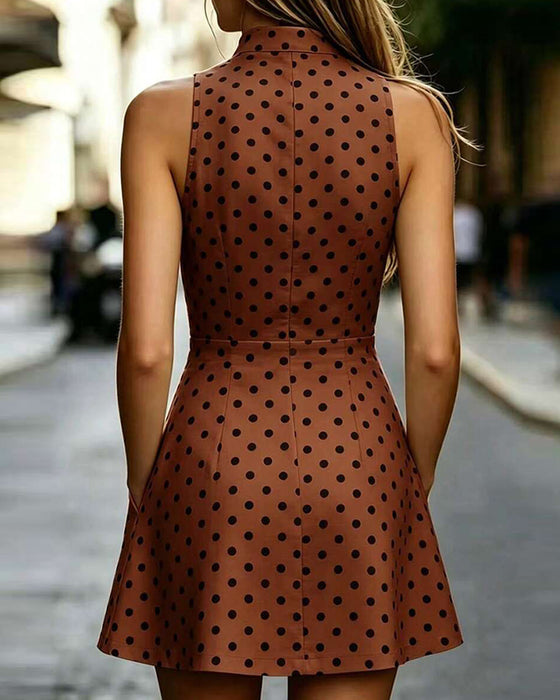 Sukienka Bez Rękawów Polka Dot Vintage