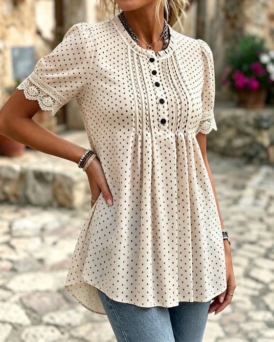 Bluzka Bąbelkowe Rękaw Polka Dot