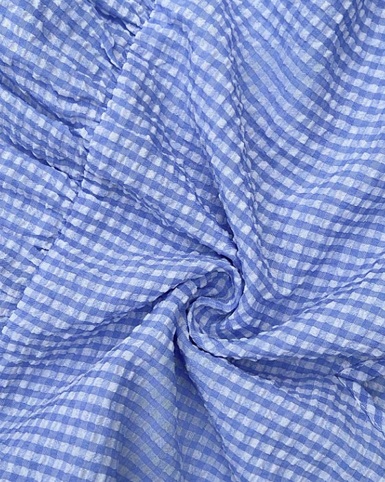 Sukienka Niebieski Biały Gingham V-Szyja