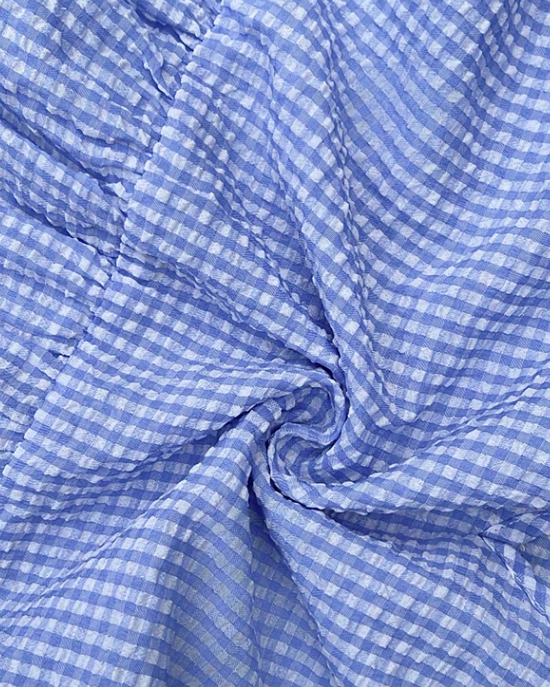 Sukienka Niebieski Biały Gingham V-Szyja