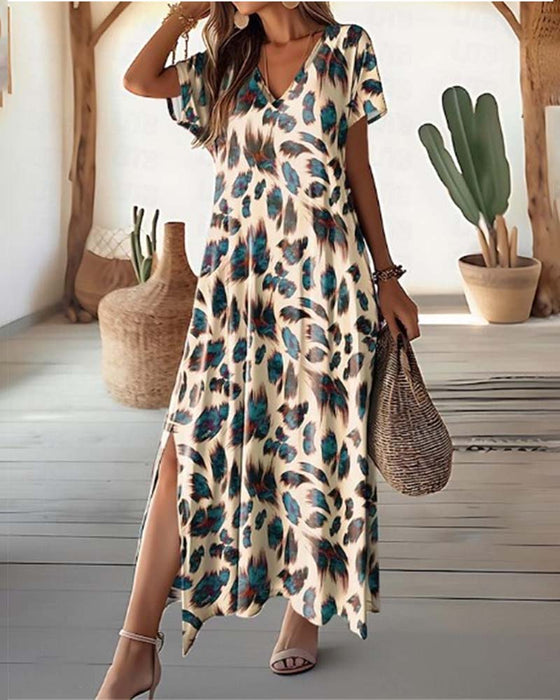 Spódnica z dekoltem V i nadrukiem