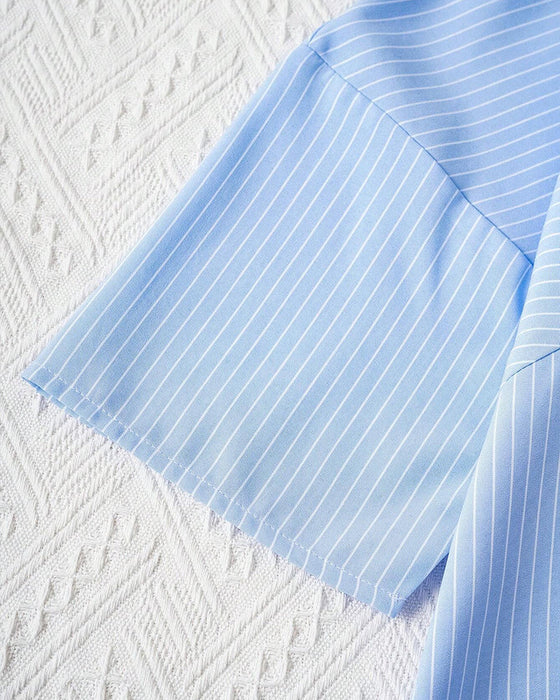 Bluzka w paski z okrągłym dekoltem i nadrukiem