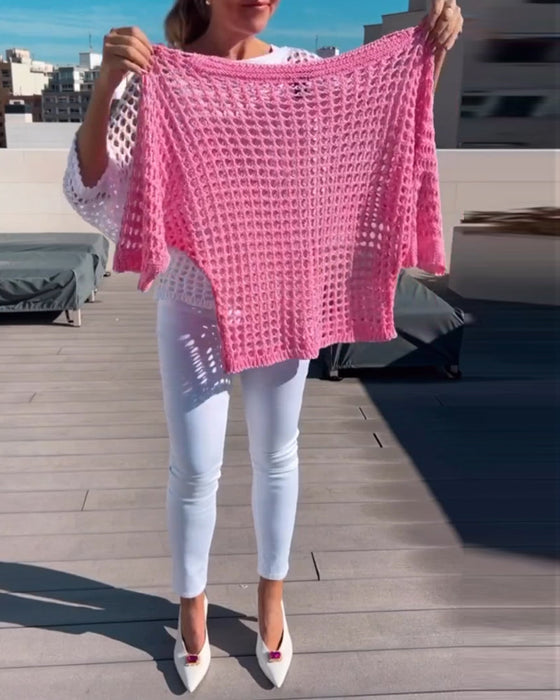 Bluzka z wycięciami w jednolitym kolorze