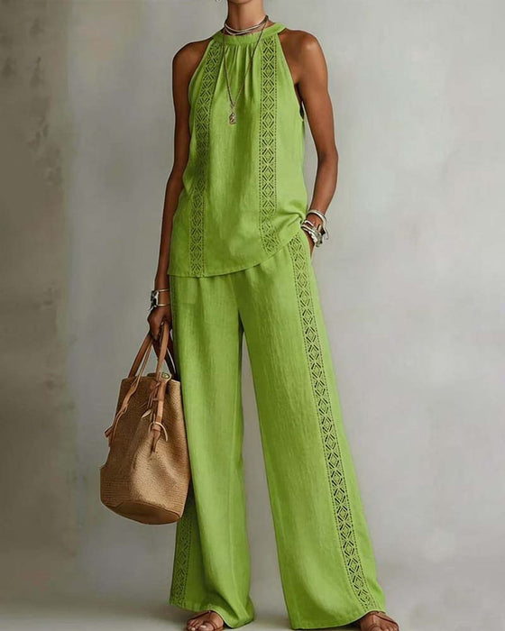 Dwuczęściowy Zestaw Hollow Out Halter